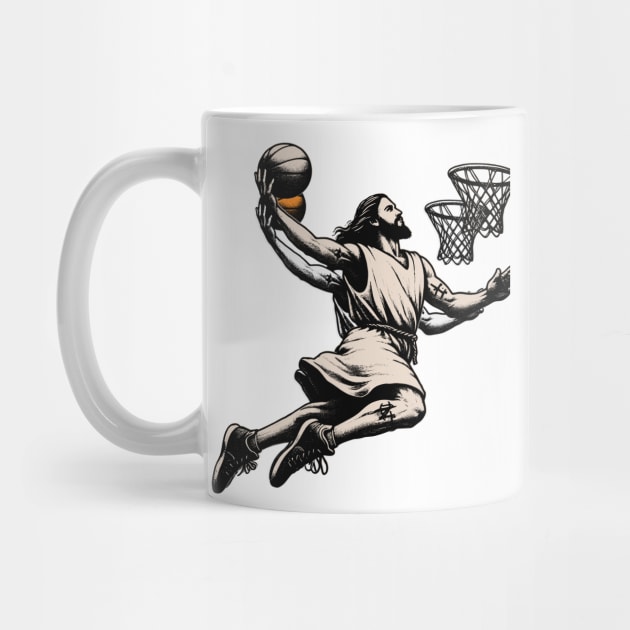 Funny Jesus Basketball Dunk by mieeewoArt